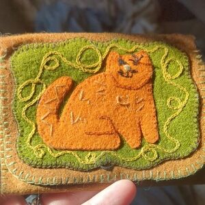 Vintage Handcrafted Orange Cat Felt Wallet